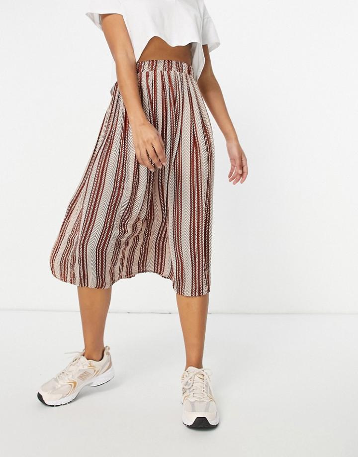 Vila Knit Midi Skirt In Stripe-multi