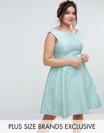 Coast Plus Bardot Jacquard Dress - Green