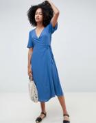 New Look Midi Wrap Dress - Blue