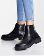 New Look Chunky Chelsea Boot In Black Croc