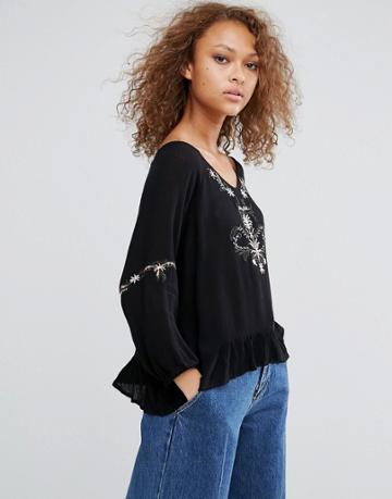 Oeuvre Embroidered Top - Black