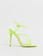 Simmi London Cassie Neon Yellow Toggle Detail Heeled Sandals - Yellow