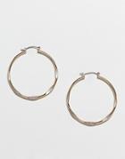 Asos Design Large Hoop Earrings With Flattened Detail In Gold - Gold