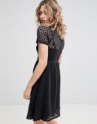 Ichi Lace Skater Dress-black