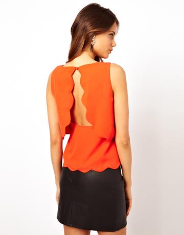Rare Scallop Top With Open Back