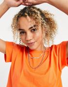 Asos Design Cropped T-shirt With Roll Sleeve In Orange