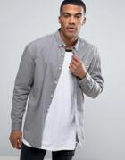Asos Oversized Overdye Bleach Twill Shirt In Gray - Gray