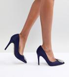 Lipsy Satin Pumps With Embellishment - Navy