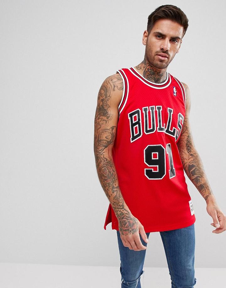 Mitchell & Ness Nba Chicago Bulls Dennis Rodman Swingman Tank In Red - Red