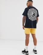 Hnr Ldn Yin Yang Back Print T-shirt In Oversized - Black