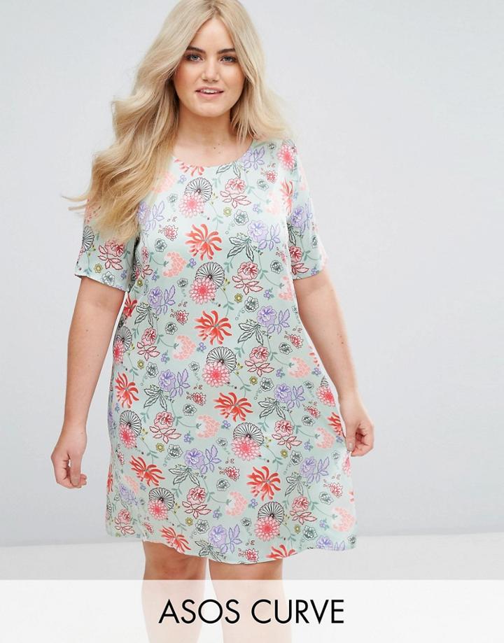Alice & You Shift Dress In Bright Floral - Green