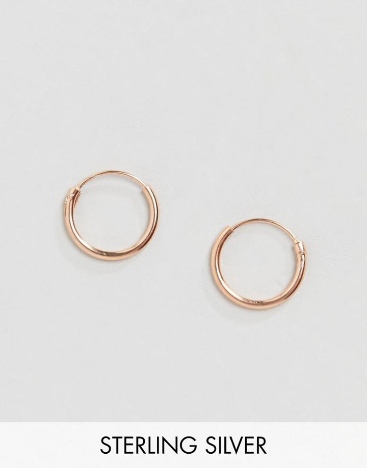 Asos Design Sterling Silver 12mm Hoop Earrings With Rose Gold Plating - Pink
