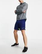 Nike Football Academy Shorts In Navy And Volt