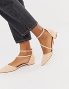 Asos Design Lifetime Pointed Ballet Flats In Apricot-beige