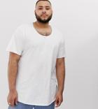 Jack & Jones Essentials Plus Size Longline Tee In White - White