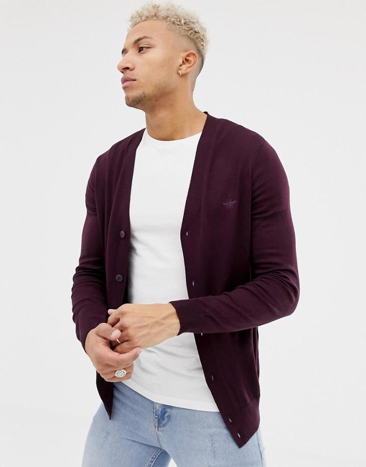 River Island V-neck Cardigan In Burgundy - Red