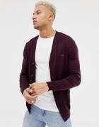 River Island V-neck Cardigan In Burgundy - Red