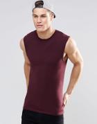 Asos Extreme Muscle Sleeveless T-shirt In Oxblood - Oxblood