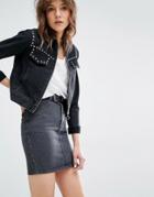 Mango Western Studded Denim Jacket - Black