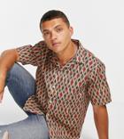 Selected Homme Relaxed Fit Shirt With Revere Collar In Mosaic Print Exclusive At Asos-multi