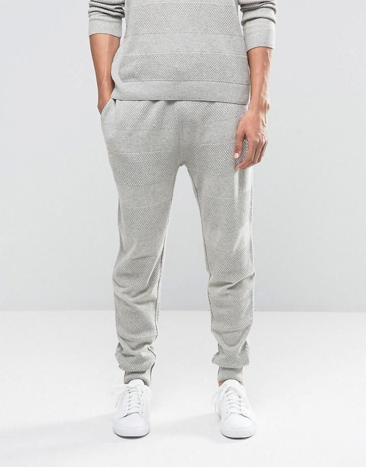 Asos Knitted Joggers With Textured Stitch - Gray