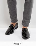 Asos Wide Fit Tassel Loafers In Black Patent - Black