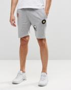 Only And Sons Jersey Shorts With Badge Details And Drawstring Waist - Gray