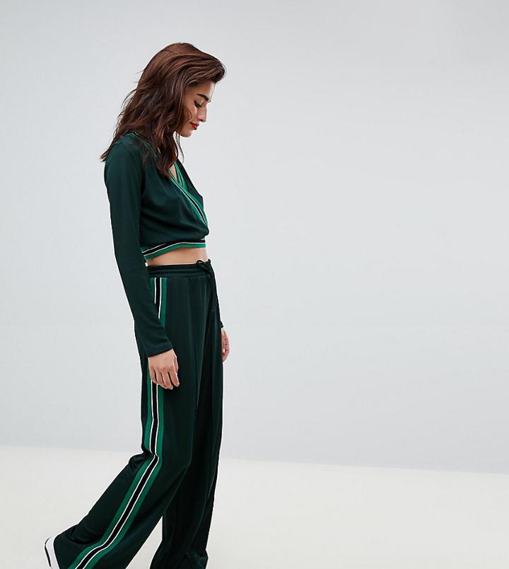 River Island Sports Rib Flared Sweatpants - Green