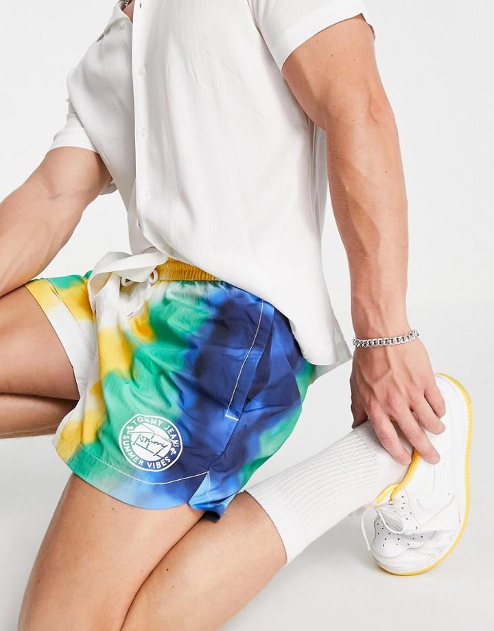 Tommy Jeans Nylon Tie-dye Running Shorts In Multi