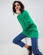 Asos Design Eco Chunky Sweater In Oversize With High Neck-green