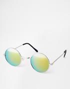 Jeepers Peepers Round Sunglasses With Mirror Lenses - Silver