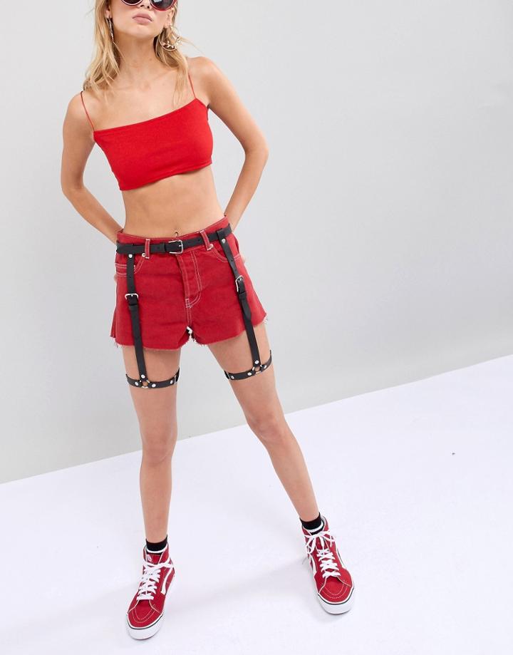 Asos Design Vegan Leg Harness Belt In Water Based Pu - Black