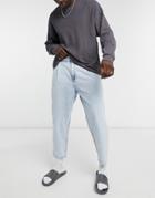 Bershka Balloon Fit Jeans In Light Blue-blues