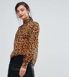 Asos Tall Animal Print High Neck Blouse - Multi