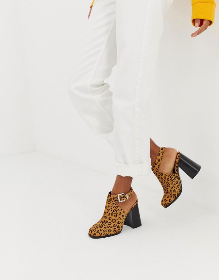 Asos Design Piper Premium Suede Closed Square Toe Heavy Rand Slingback-multi