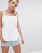Asos Fuller Bust Smock Cami In Cotton - White