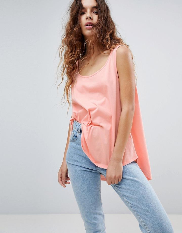 Asos Tank In Swing Fit With Scoop Hem - Orange