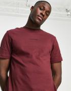 Calvin Klein Center Logo T-shirt In Burgundy-red