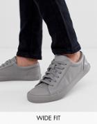 Asos Design Wide Fit Sneakers In Block Gray