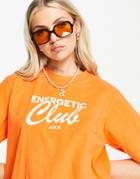 Jjxx 'energetic Club' Oversized T-shirt In Bright Orange