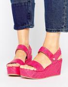 Love Moschino Stamp Wedge Sandals - Pink