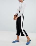 New Look Side Stripe Crop Pants - Black