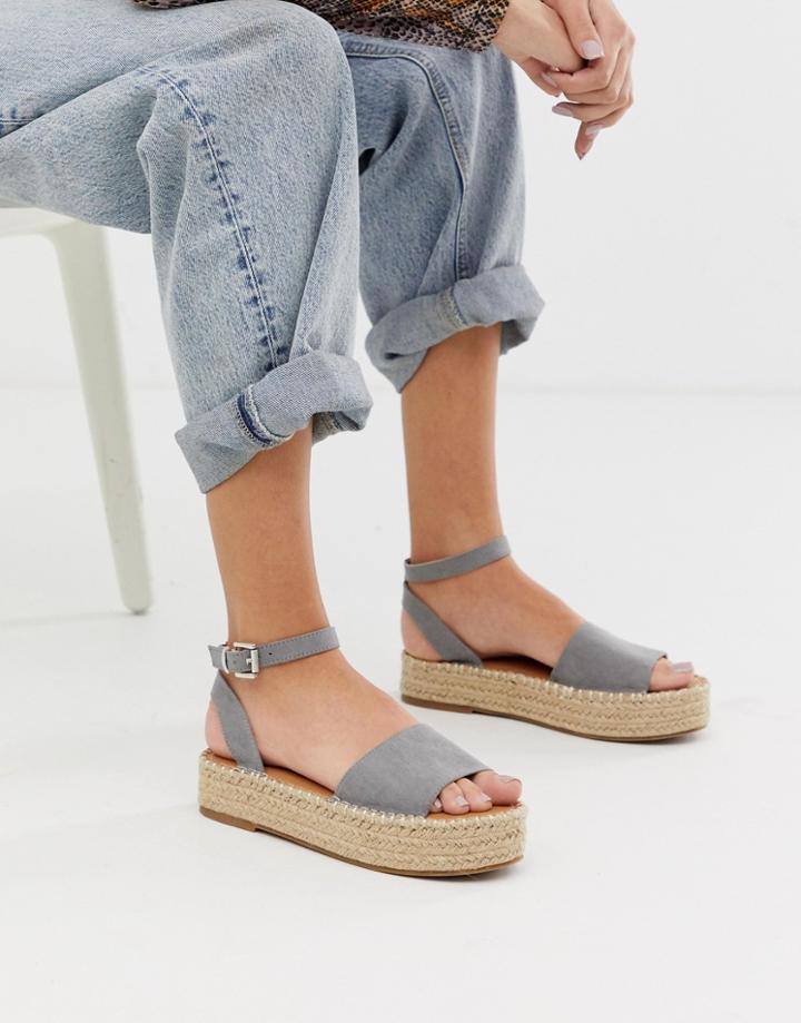 New Look 2 Part Espadrille Flatform In Gray - Gray