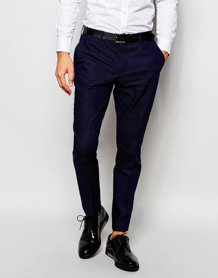 Selected Homme Exclusive Pin Dot Suit Pants In Skinny Fit - Navy