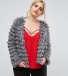 Club L Plus Shaggy Tier Layer Coat - Gray