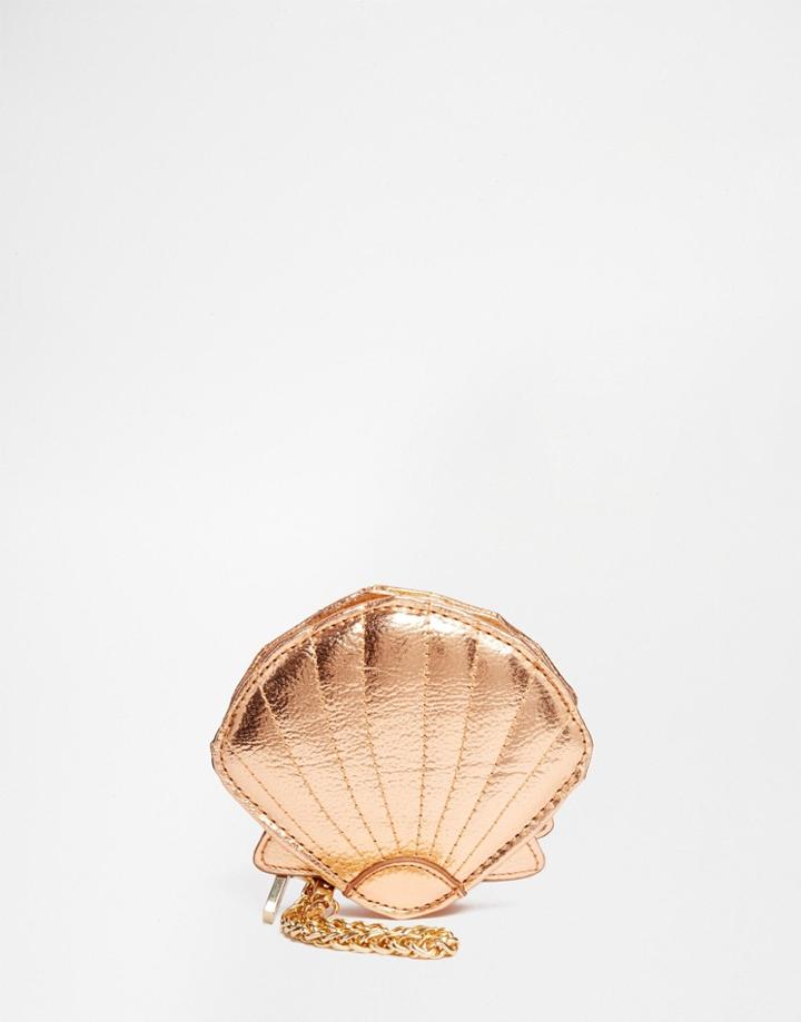 Skinnydip Seashell Coin Purse In Rose Gold - Rose Gold
