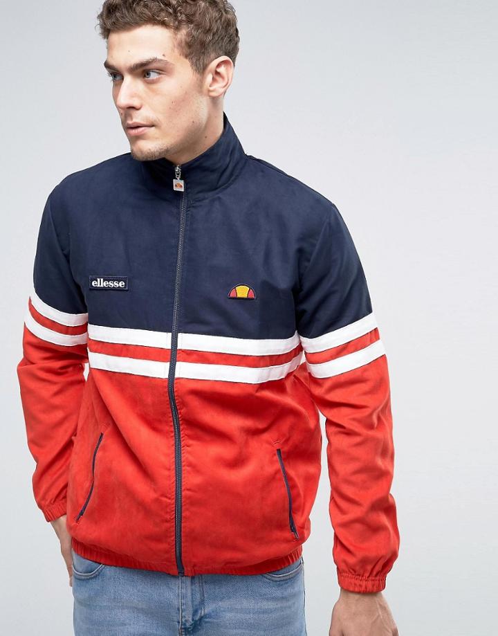 Ellesse Rimini Track Jacket In Suedette - Red