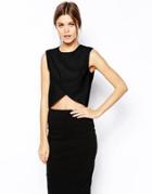 Asos Pleat And Wrap Shell Top - Black