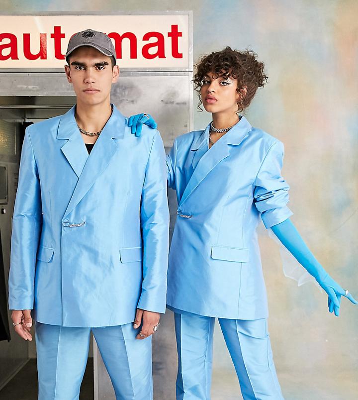 Collusion Unisex Blazer In Blue - Part Of A Set