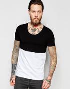 Asos Muscle T-shirt With Scoop Neck And Cut And Sew Panel